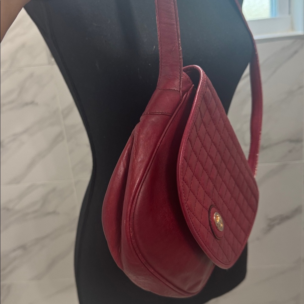 Celine vintage Red Quilted Leather Bag with COA - Picture 9 of 17